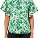 Anne Klein Womens Women's Flutter Sleeve Printed Top (S)