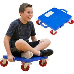 Cosom Scooter Board, 16 Inch Premium Sit & Scoot Board with 4 Inch Non-Marring Performance Wheels, Double Race Bearings, & Safety Handles, Physical Education Class Equipment