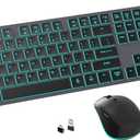 Quiet Wireless Keyboard and Mouse Backlit, Rechargeable Silent Flat Keyboard Mouse Combo, Jiggle Mouse, 2.4GHz Cordless Slim Keyboard Mouse for Mac, Windows, PC Computer, Laptop, Desktop (Space Gray)