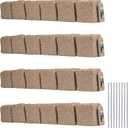 Beuta Landscape Edging | Garden Edging Border | Faux Stone Blocks for Lawn Edging, Flower Beds & Yard Edging 4 Pack | Each Section Has 6 Blocks 48" L x 4" W x 6.5" H | 8 Spikes | Sandstone
