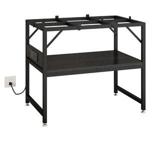 15-20 Gallon Fish Tank Stand with Power Outlets, Aquarium Stand with 2-Tier Storage Shelves，Heavy Metal Reptile Tank Stand Fish Tank Shelf for Home Office，24 " L x 11.8" W x 20.5" H, Black