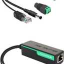 LINOVISION POE Splitter with DC12V 2A Output, 10/100Mbps Power Over Ethernet Splitter, IEEE802.3af/at POE to DC Power Supply for Security Cameras, Speaker, VoIP Phone (2 Pack)