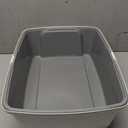 Amazon Basics Large Cat Litter Box with High Sides, Open Top for Easy Access, Includes Scoop with Storage, 19" x 15" x 11.75", Grey/Beige
