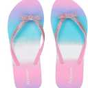 Ataiwee Girls Flip Flop Sandals - Little/Big Kids Easy-On Slide Thong, Animal Fruit Print Summer Beach Water Shoes Size 13 Y