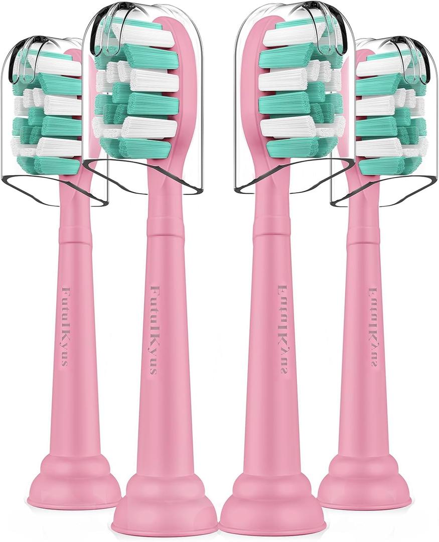 Toothbrush Replacement Heads for Philips Sonicare 4100 5100 Plaque Control Gum Health Simply Clean Electric Brush Head, 4 Pack, Pink