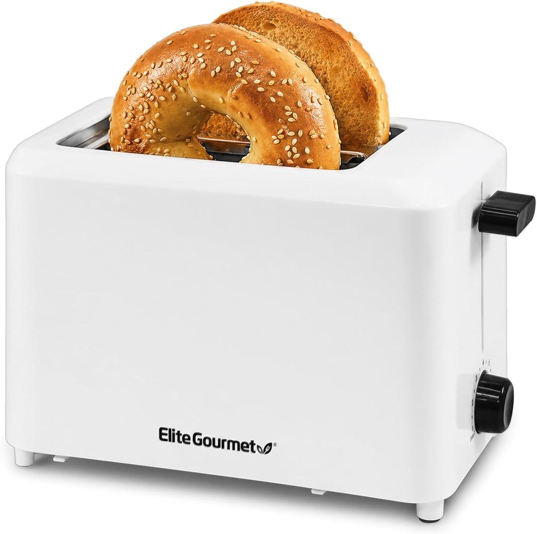 Elite Gourmet ECT-1027 Cool Touch Toaster, 7 Toast Settings Cancel Functions, Slide Out Crumb Tray, Extra Wide 1.5" Slots for Bagels Waffles Specialty Breads, Puff Pastry, Snacks, White