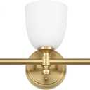 Gold Bathroom Vanity Light, 3-Light Bathroom Light Fixtures Over Mirror, Traditional Vanity Lights for Living Room, Milk White Bell Glass Shades, Standard E26 Base, Aged Brass
