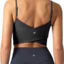 Colorfulkoala Women's Dreamlux Crop Tank Tops with Built in Bra Adjustable Spaghetti Strap Workout Yoga Camisole (Dark Carobon) Small
