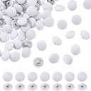 NBEADS 100 Pcs Fabric Covered Button, 10mm White Fabric Metal Shank Buttons 1-Hole Fabric Cloth Covered Round Buttons Crafting Sewing Shank Buttons for Clothes DIY Project Scrapbooking Decorations