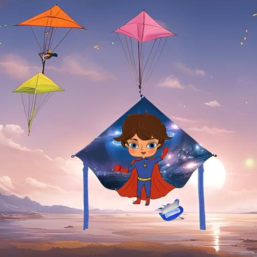 HeroBoy Kite,Flying Kites with Family and Friends,Kites for Kids&Adults,Easy to Fly Kites, 43 * 31 inches,Line 100M (Brown_Superboy)