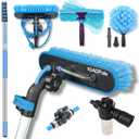 24ft IGADPole Washing Kit: Water-fed Brush, Cobweb Duster and 10 Squeegee and Soap Dispenser, with 6-Stage Telescoping Pole 5-24ft Pole