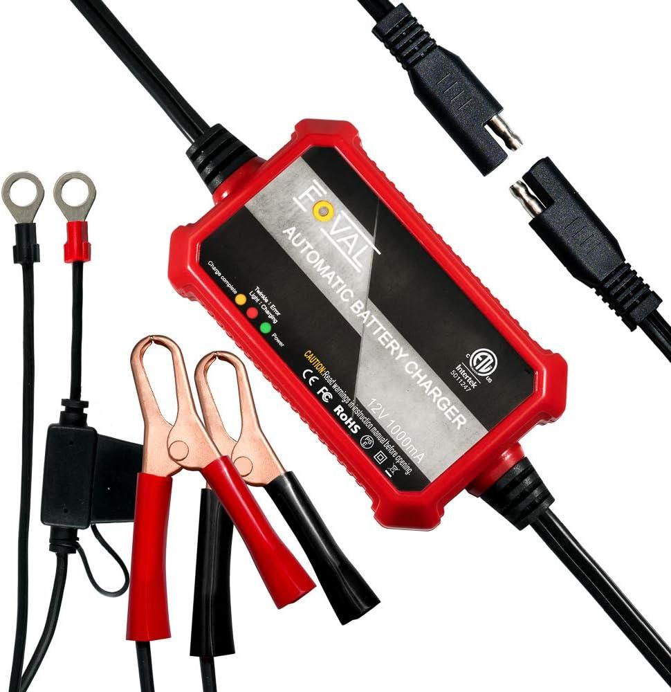 Foval Automatic Trickle Battery Charger 12V 1000mA Smart Battery Charger (1A)