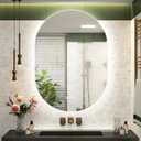 SMIROR Oval Backlit LED Bathroom Mirror, 24x32 Pill-Shaped Lighted Vanity Mirror with Lights for Wall, Dimmable, 3 Colors Lighting, Anti-Fog, Memory Function (Horizontal/Vertical)