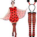 Zhanmai Halloween Women Ladybug Costume Set Ladybug Costume Dress Headband Socks for Carnival World Book Day Cosplay (Small)
