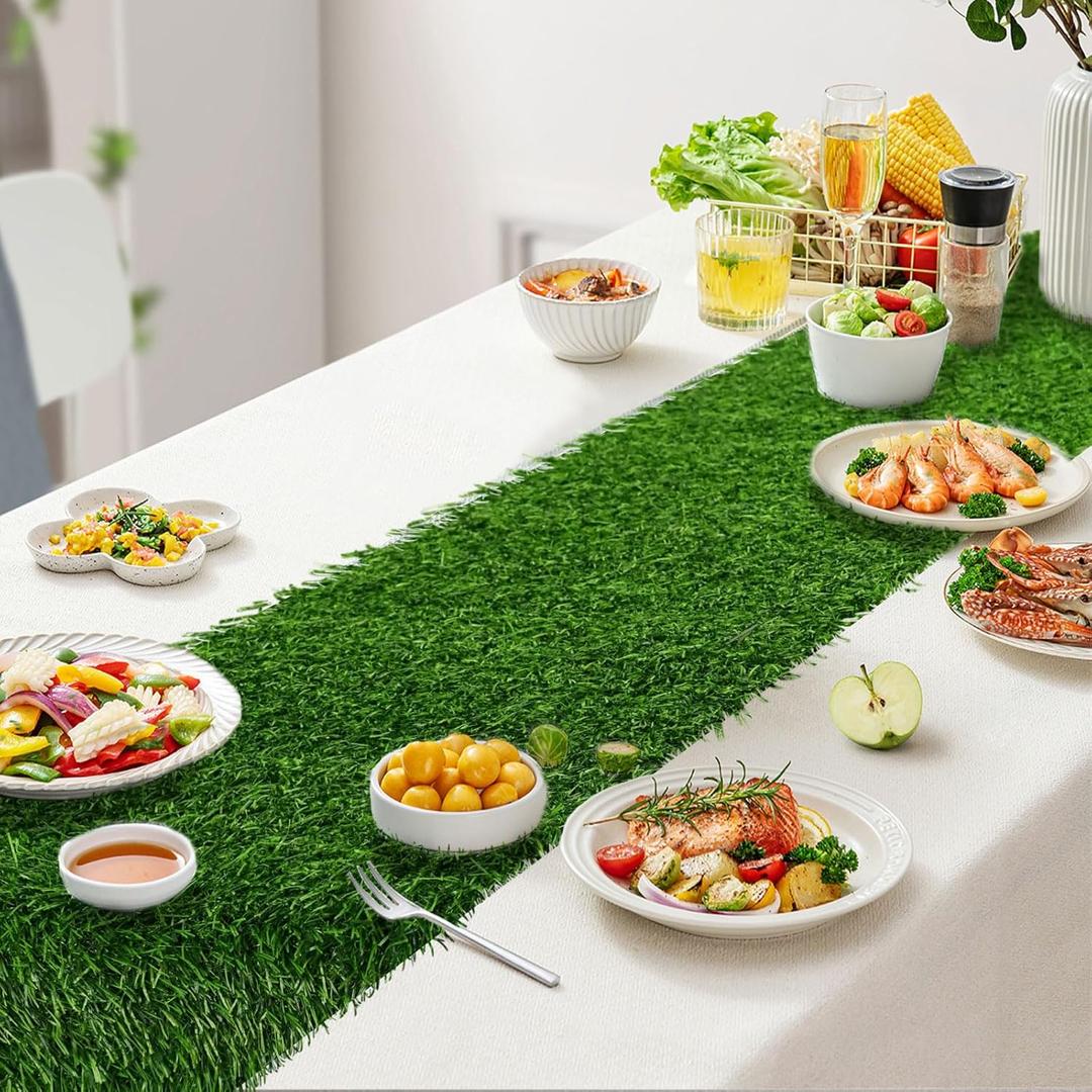 Luchuan Artificial Grass Table Runner, Grass Table Runner for Wedding Party, Birthday, Banquet, Baby Shower, Home Decoration (13" x 39")