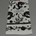 Karma Gifts Black And White Boho Tea Towel,Cotton, Mermaid 18" x 22"
