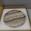 Round Marble Vanity Tray, Gray Travertine,Natural Marble Stone Decorative Tray for Counter, Bathroom, Kitchen, Dresser, Nightstand or Coffee Table, Home Decor(NS024)