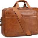 Faux Leather Messenger Bag for Men | 17-17.3 Inch Leather Mens Laptop Bag Leather Briefcasen Convertible Backpack 3 in 1 Computer Handbags Work Bag Shoulder Crossbody Bag Office | Vintage Brown, 16.9 inches x 3.9 inches x 11.8 inches