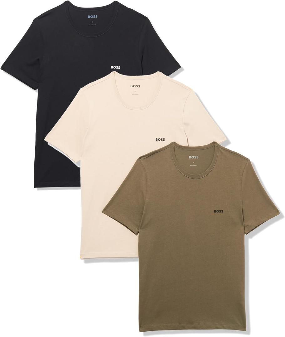 BOSS Men's 3-Pack Classic Logo Cotton T-Shirt (XX-Large, Cream/Black/Pewter Green)