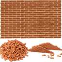 Civaner 350 Pcs Mini Bricks for Landscaping Building Construction Wall Bricks Small Miniature Tiny Clay Model for Crafts Fake Blocks for DIY Dollhouse Christmas Village Garden, 1/35 Scale(Red)
