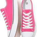 FRACORA Womens White Black Canvas Sneakers Low Top Canvas Shoes for Women Tennis Shoes (9, Hot Pink)