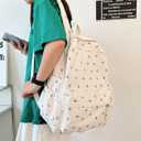 2026 Kawaii Floral Print Backpack with Pendant Preppy Backpack Cottagecore Bag Coquette Aesthetic Daypack (White,One Size)