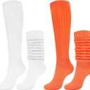 SIXDAYSOX Womens Slouchy Socks for Women 80s 90s Retro Style Cozy Scrunch Mid Calf Socks 2 Pack