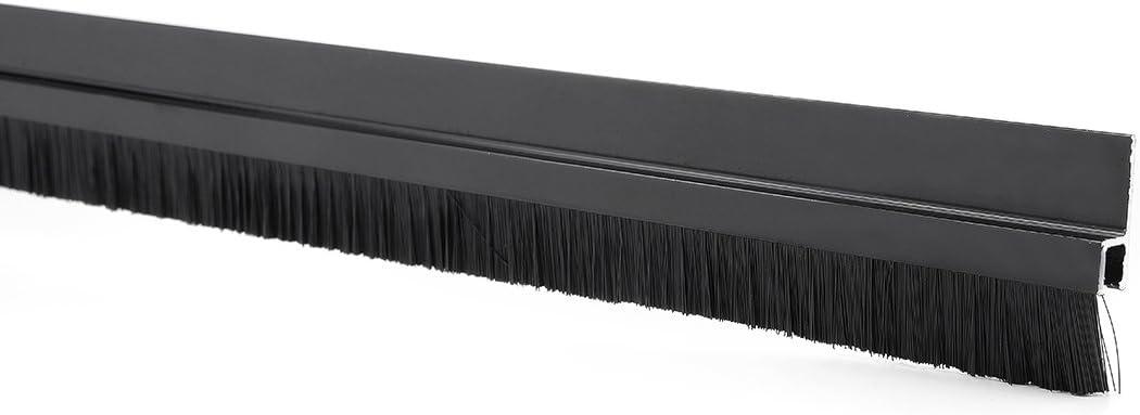 Uxcell Door Bottom Sweep H-Shape Aluminum Alloy Base with 0.6-inch Black Nylon Brush 39-inch x 1.4-inch