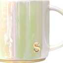 COLLECTIVE HOME - Ceramic Coffee Mug, Iridescent Finish Cups, Personalized Lowercase Embossed Lettering, Lustrous Multicolored Finish, Ideal for Unique Gifts (s)