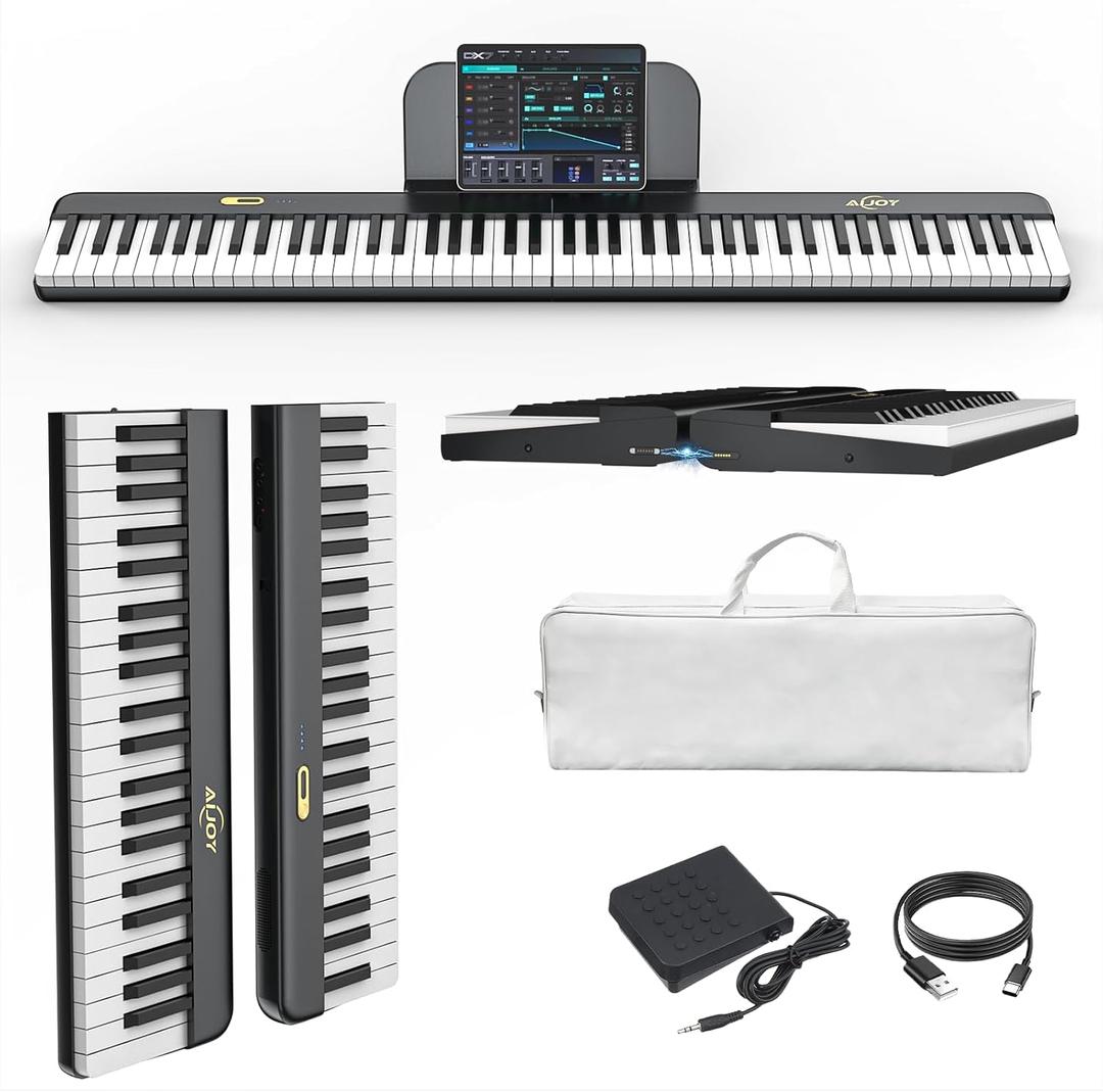 AiJoy 88 Keys Piano Keyboard with Magnetic Connection, ASP-10M Detachable Electric Piano for Beginners, Portable Digital Piano for Travel with Sensitive Keys, MIDI Support, Carry Bag, Full