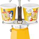 Bialetti - Mini Express Lichtenstein: Moka Set includes Coffee Maker 2-Cup (2.8 Oz) + 2 shot glasses, Yellow, Aluminium