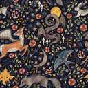 Vintage Whimsical Animal Floral Wallpaper Self Adhesive Peel and Stick Cartoon Watercolor Snake Bird Wolf Star Leaf Contact Paper Removable Waterproof for Bedroom Renter friendly 17.71"x236.2"