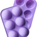 2 Pack 6-Cavity Semi Sphere Silicone Mold, Baking Mold for Making Hot Chocolate Bomb, Cake, Jelly, Dome Mousse (Purple)