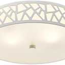 VICNIE 2-Light Flush Mount Ceiling Light, 12 inch Modern Ceiling Light Fixture with White Metal and Frosted Glass Shade for Hallway, Kitchen, Bedroom