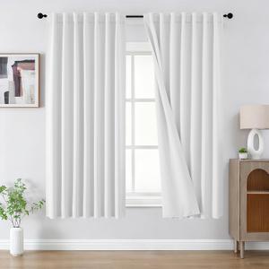 CUCRAF Blackout Curtains 54 Inches Length 2 Panels Set, Rod Pocket and Back Tab Window Curtain, Thermal Insulated Darkening Drapes for Bedroom Living Room (W52 x L54 Inch,White)