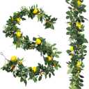 U'Artlines 4Pcs Total 24 Ft Artificial Lemon Garland Spring Summer Faux Fruit Vine Garlands with Greenery for Door Wall Mantle Wedding Party Table Decorations