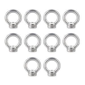 Eowpower 10 Pieces 304 Stainless Steel M6 Ring Eye Bolts Threaded Nuts