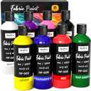 Nicpro 8 Colors Permanent Fabric Paint (4 oz, 120 ml) Soft Fabric Paint for Clothes, Non-Toxic Textile Paint for Fabric DIY Crafts, T-shirts, Shoes Jeans Bags Canvas for Adult with Color Wheel