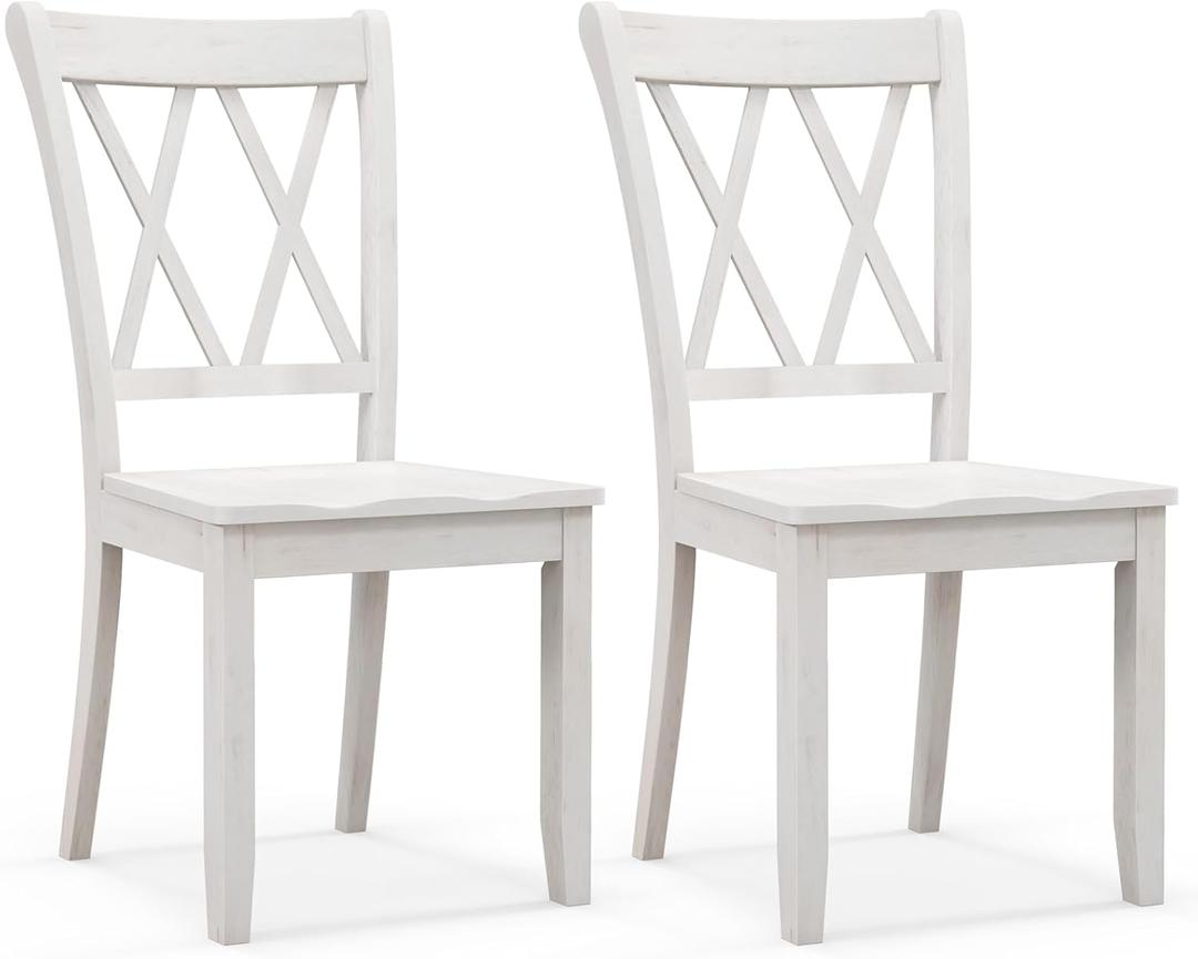 Giantex Wood Dining Chairs Set of 2 White, Armless Kitchen Chair w/Rubber Wood Frame, Cross Back, Contoured Seat, Farmhouse Wooden Side Chair, High Back Kitchen Chairs for Home Dining Room Giantex Wood Dining Chairs Set of 2 White, Armless Kitchen Chair w/Rubber Wood Frame, Cross Back, Contoured Seat, Farmhouse Wooden Side Chair, High Back Kitchen Chairs for Home Dining Room