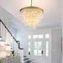 Gold Crystal Chandelier 22.9" 10-Lights Modern Crystal Pendant Lights 4-Tier Luxury K9 Hanging Dining Room Lighting Fixture for Living Room Bedroom Kitchen Island Entryway Stairway Office