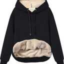 Yeokou Women's Winter Hoodies Pullover Sherpa Fleece Warm Heavyweight Sweatshirt(#1Black-S)