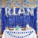 Decor365 Blue Fringe Curtains Blue Party Decorations Blue Circle Garlands Streamers Banner Backdrp for Wedding Graduation Bridal Shower Bachelorette Ramadan Birthday Party Supplies