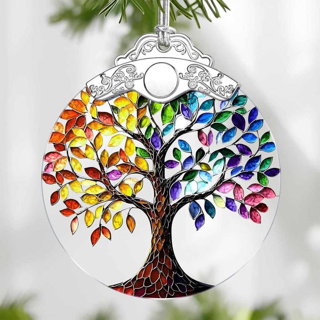 Tree of Life Stained Glass Ornament, Christmas Ornament  Christmas Tree Decor, Holiday Decoration, Stocking Stuffer, Festive Gift Idea, Gifts for Mom, Friend, and Family