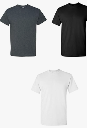 Gildan Blank T-Shirt - Unisex Style 5000 Adult, Large, Pack of 3