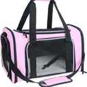 Soft Sided Carrier for Small Medium Cats Dogs,Removable Pad Collapsible Travel Pet Carrier Large Pink