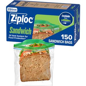Ziploc Sandwich and Snack Bags, Easy Open and Close, Plastic Food Storage Bags, 150 Bags Total (Packaging May Vary)