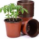 Delxo 50Pcs 6" Reusable Plastic Nursery Pots, Waterproof Planter Pots with Drain Holes, Indoor Seedling Starter Pots for Plants, Gardening, Red