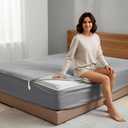 Zipper Fitted Sheet - Includes 1 Fitted Sheet Base & 2 Zip-On Sheets - Upto 16 in. Deep Pockets Queen Size Zipper Fitted Sheet - Easy to Change, Sateen Cotton 600 TC Fitted Sheet - Silver Grey