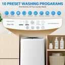 OLIXIS Portable Washing Machine, 7.7 lbs Full-Automatic Compact Laundry Washer, Stainless Steel Drum, 10 Wash Cycles, Auto-Balance Detection, LED Display, Mini Washer for Home, Apartment, Dorm, White