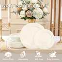 Tinybee 60PCS Ivory Plastic Plates - Heavy Duty Ivory Disposable Plates, Elegant Plastic Plates for Bridal Shower, Wedding and Party Including 30 Dinner Plates 10 '' & 30 Dessert Plates 7.5 ''